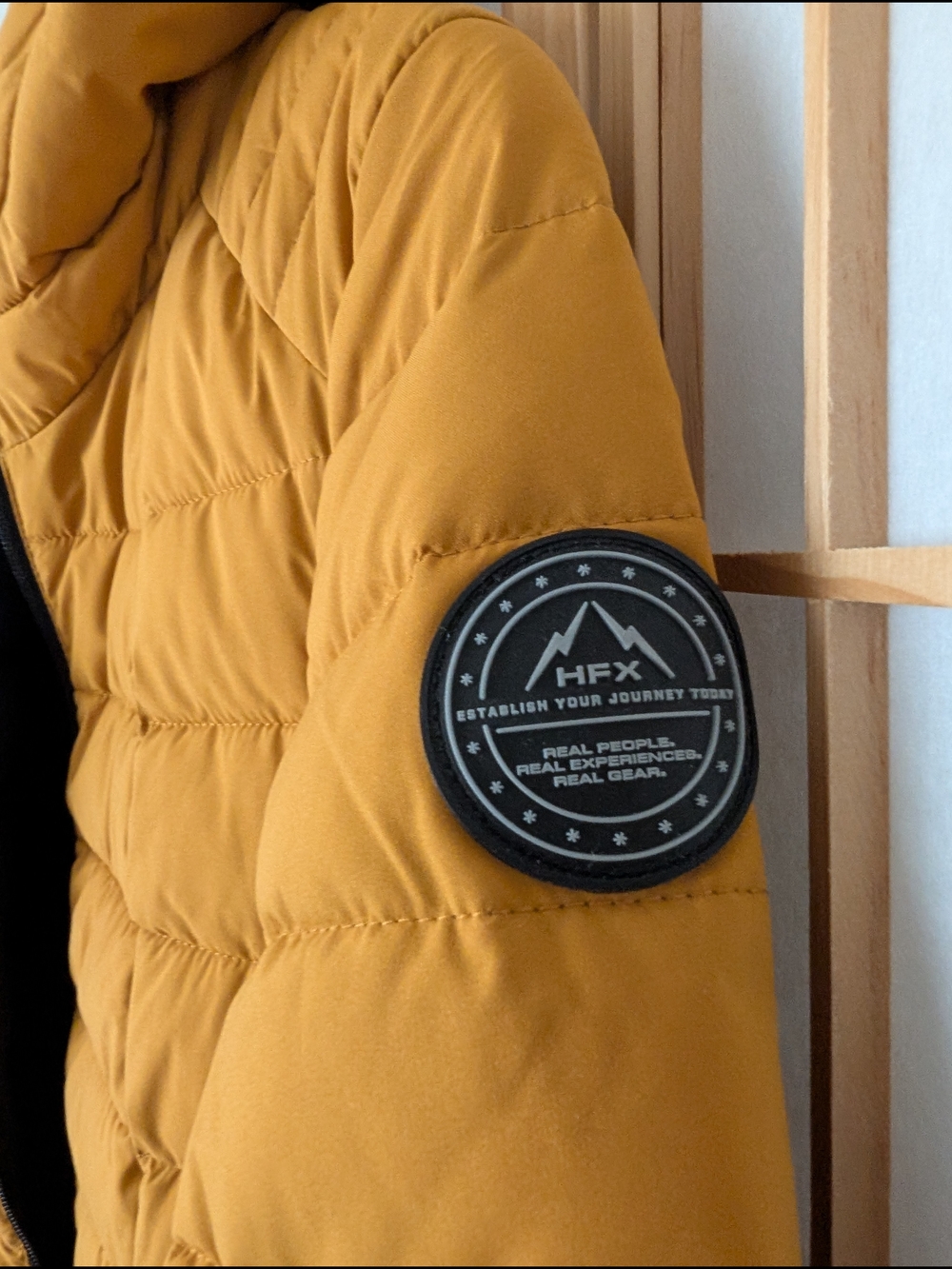 Women’s Mustard Hooded  Puffer Coat - Picture 3 of 5
